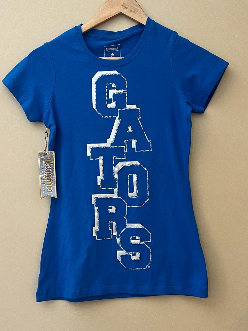 Campus Couture Women’s Florida Gators Short Sleeve Blue Silver Tee Size S